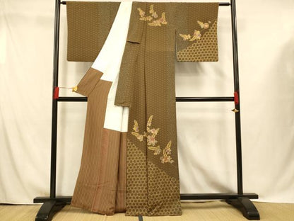 平和屋着物■訪問着 辻が花 手描き 金彩 正絹 逸品 AABG9765fw
