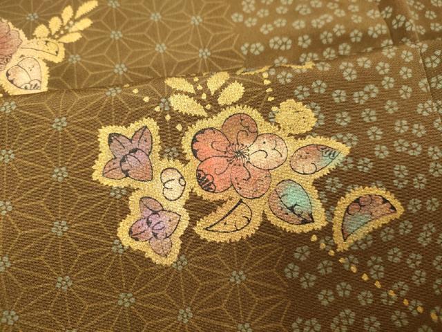 平和屋着物■訪問着 辻が花 手描き 金彩 正絹 逸品 AABG9765fw