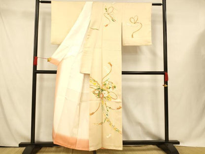 平和屋着物■訪問着 地紙草花文 金彩 正絹 逸品 AABG9766fw