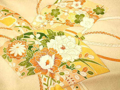 平和屋着物■訪問着 地紙草花文 金彩 正絹 逸品 AABG9766fw