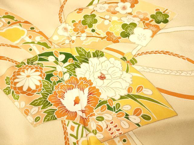 平和屋着物■訪問着 地紙草花文 金彩 正絹 逸品 AABG9766fw