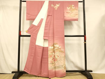 平和屋着物■訪問着 作家物 刺繍 草花風景文 暈し染め 金銀彩 正絹 逸品 未使用 AABG9770fw