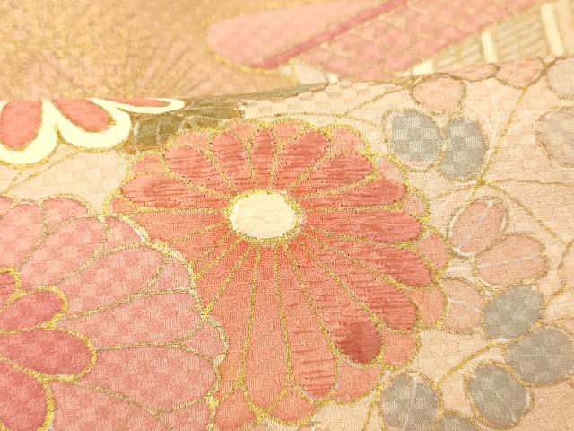 平和屋着物■訪問着 作家物 刺繍 草花風景文 暈し染め 金銀彩 正絹 逸品 未使用 AABG9770fw