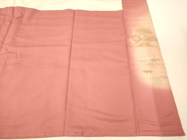 平和屋着物■訪問着 作家物 刺繍 草花風景文 暈し染め 金銀彩 正絹 逸品 未使用 AABG9770fw