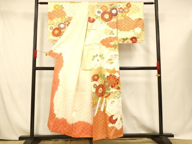 平和屋着物■訪問着 駒刺繍 草花雲取り文 金彩 正絹 逸品 AABG9771fw