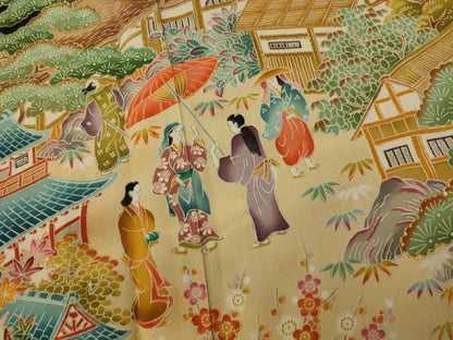 平和屋着物■豪華黒留袖 作家物 人物風景文 金彩 正絹 逸品 AABG9776fw