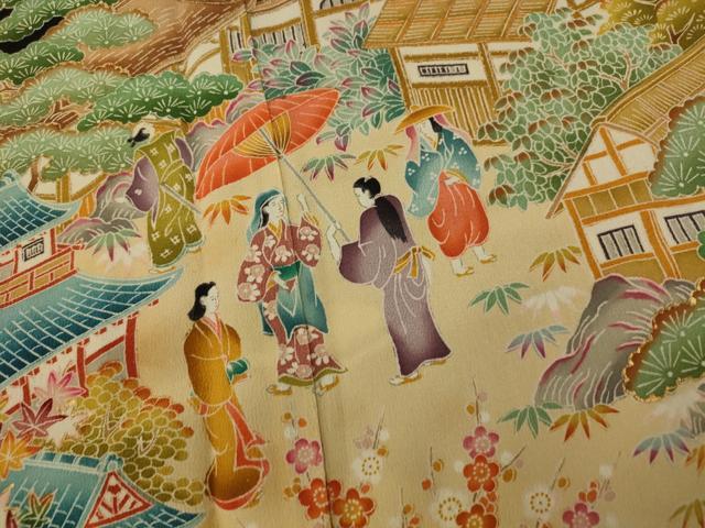 平和屋着物■豪華黒留袖 作家物 人物風景文 金彩 正絹 逸品 AABG9776fw