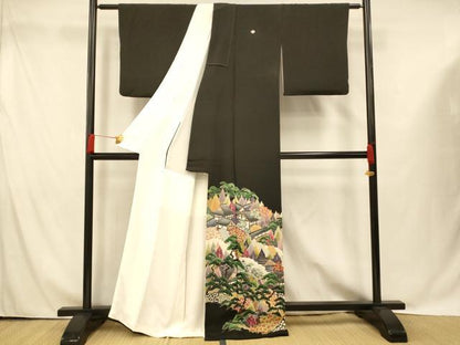 平和屋着物■豪華黒留袖　作家物　風景文　正絹　逸品　AABG9779fw