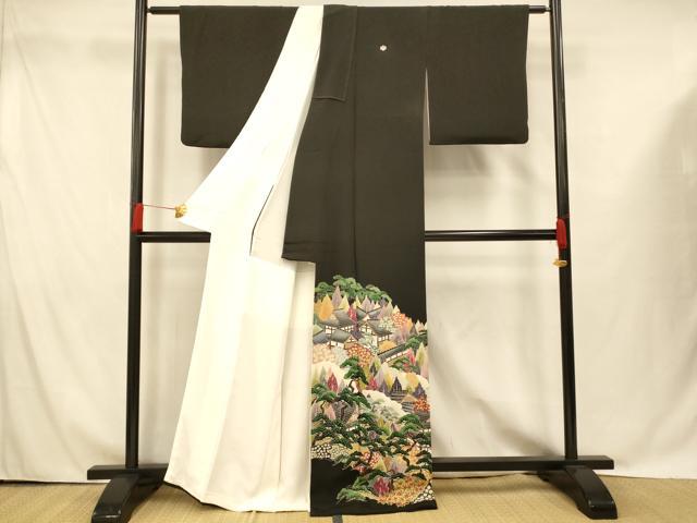 平和屋着物■豪華黒留袖　作家物　風景文　正絹　逸品　AABG9779fw