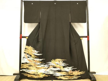 平和屋着物■豪華黒留袖　束ね熨斗吉祥花文　金銀彩　正絹　逸品　AABG9781fw