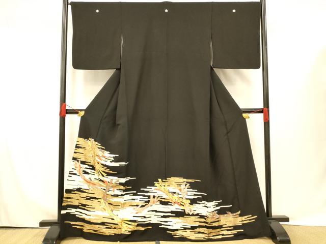 平和屋着物■豪華黒留袖　束ね熨斗吉祥花文　金銀彩　正絹　逸品　AABG9781fw