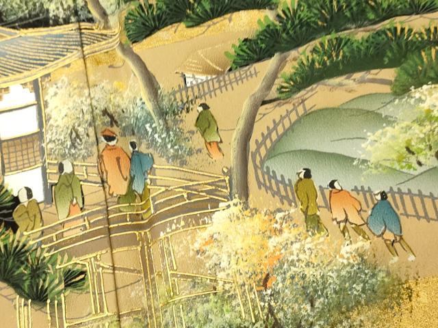 平和屋着物■豪華黒留袖　手描き　京百景　暈し染め　金彩　正絹　逸品　AABG9783fw