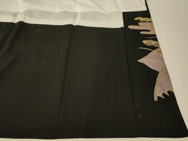 平和屋着物■豪華黒留袖　御所車扇子文　金彩　正絹　逸品　AABG9784fw