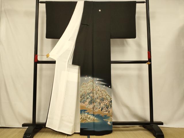 平和屋着物■豪華黒留袖　作家物　風景文　暈し染め　正絹　逸品　AABG9785fw