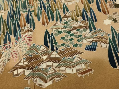 平和屋着物■豪華黒留袖　作家物　風景文　暈し染め　正絹　逸品　AABG9785fw
