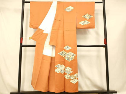 平和屋着物■訪問着　刺繍　草花菱文　金彩　正絹　逸品　AABG9786fw