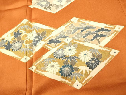 平和屋着物■訪問着　刺繍　草花菱文　金彩　正絹　逸品　AABG9786fw