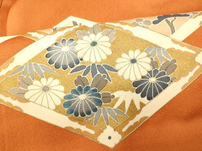 平和屋着物■訪問着　刺繍　草花菱文　金彩　正絹　逸品　AABG9786fw