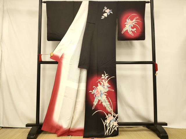 平和屋着物■訪問着 草花文 暈し染め 正絹 逸品 AABG9793fw