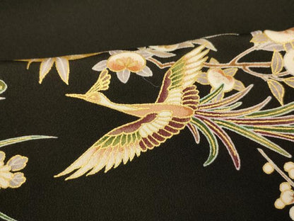 平和屋着物■豪華黒留袖 鳳凰貝桶文 金彩 正絹 逸品 AABG9797fw