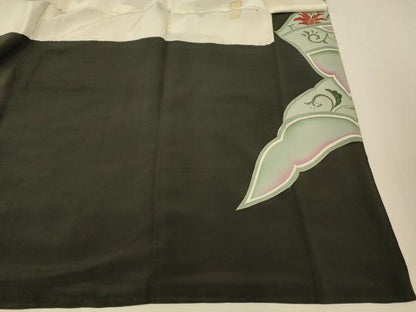 平和屋着物■豪華黒留袖　駒刺繍　正倉院更紗花文　金彩　正絹　逸品　AABG9803fw