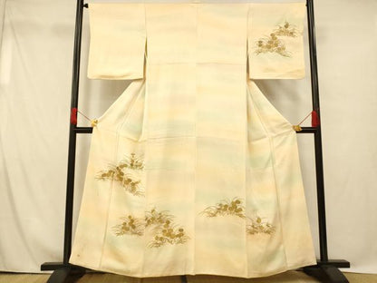 平和屋着物■訪問着 草花文 暈し染め 金彩 正絹 逸品 AABG9806fw
