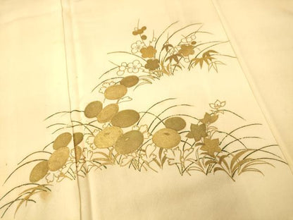 平和屋着物■訪問着 草花文 暈し染め 金彩 正絹 逸品 AABG9806fw