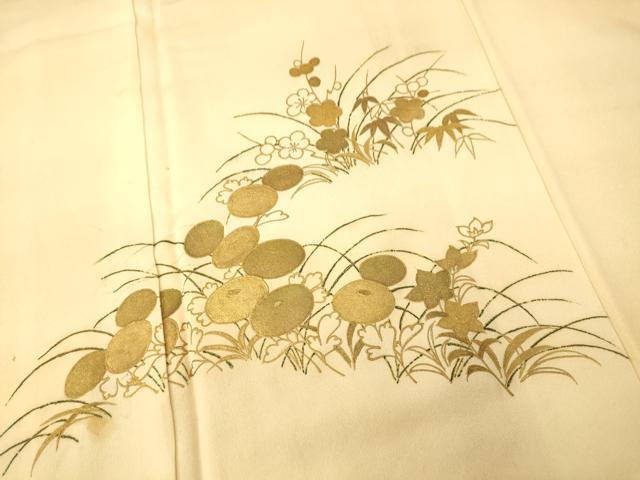 平和屋着物■訪問着 草花文 暈し染め 金彩 正絹 逸品 AABG9806fw