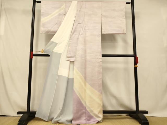 平和屋着物■訪問着　作家物　霞斜縞文　暈し染め　正絹　逸品　AABG9807fw