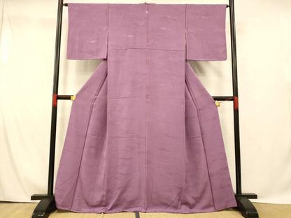平和屋着物■上質な色無地 霞地紋 京紫色 正絹 逸品 未使用 AABG9808fw