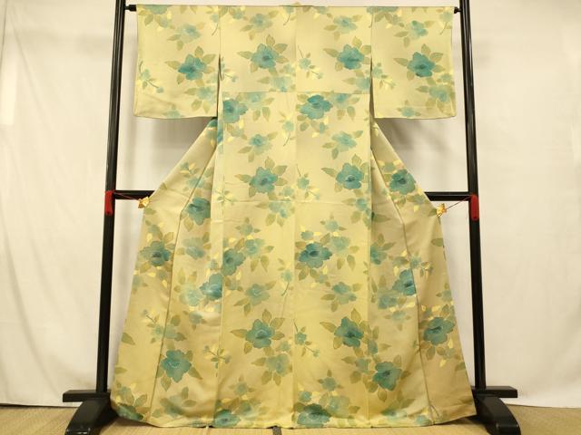 平和屋着物■上質な小紋 草花文 暈し染め 正絹 逸品 AABG9809fw