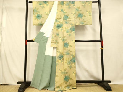平和屋着物■上質な小紋 草花文 暈し染め 正絹 逸品 AABG9809fw