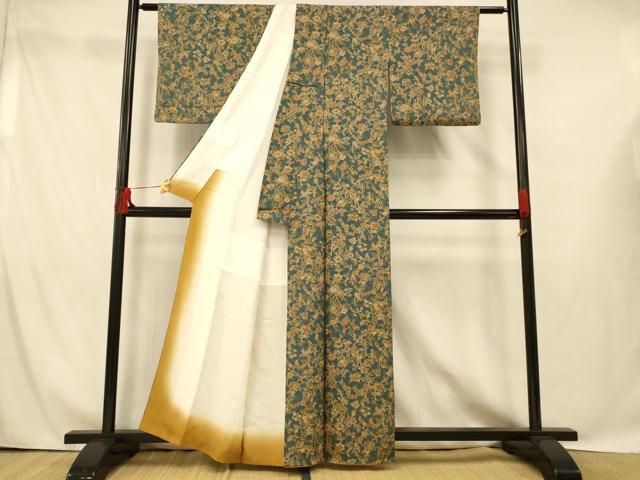 平和屋着物■上質な小紋 更紗花文 正絹 逸品 AABG9810fw