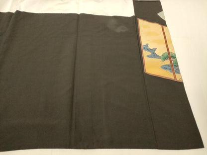 平和屋着物■豪華黒留袖　作家物　駒刺繍　竹林図　暈し染め　金彩　正絹　逸品　AABG9812fw