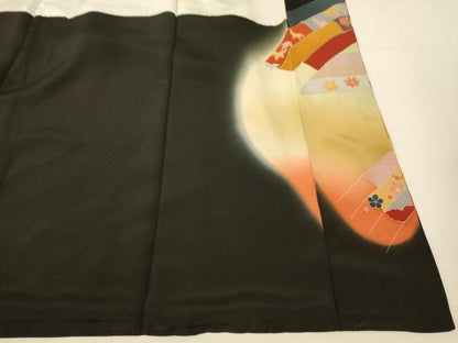平和屋着物■豪華黒留袖　作家物　駒刺繍　吉祥竹文　暈し染め　金糸　金彩　正絹　逸品　AABG9813fw