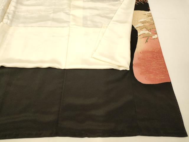 平和屋着物■豪華黒留袖　作家物　駒刺繍　萬寿染　樹林扇子文　暈し染め　金銀彩　正絹　逸品　AABG9814fw