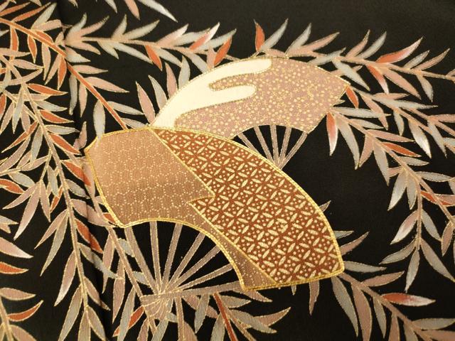 平和屋着物■豪華黒留袖　作家物　駒刺繍　萬寿染　樹林扇子文　暈し染め　金銀彩　正絹　逸品　AABG9814fw