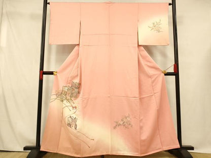 平和屋着物■中国三大刺繍 相良刺繍 総刺繍 訪問着 御所車葵文 暈し染め 正絹 逸品 AABG9816fw