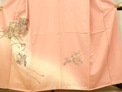 平和屋着物■中国三大刺繍 相良刺繍 総刺繍 訪問着 御所車葵文 暈し染め 正絹 逸品 AABG9816fw