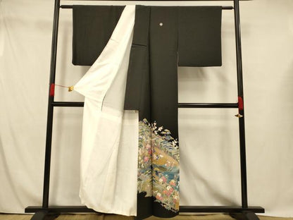 平和屋着物■豪華黒留袖 作家物 風景文 暈し染め 正絹 逸品 AABG9820fw
