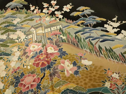 平和屋着物■豪華黒留袖 作家物 風景文 暈し染め 正絹 逸品 AABG9820fw