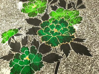 平和屋着物■上質な小紋 駒刺繍 更紗花文 たたき染め 正絹 逸品 AABG9832fw