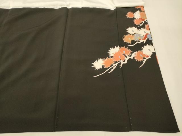 平和屋着物■豪華黒留袖　刺繍　枝松文　金彩　金銀糸　正絹　逸品　AABG9835fw