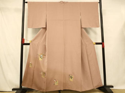 平和屋着物■訪問着 刺繍 飾花文 暈し染め 金銀彩 金糸 正絹 逸品 AABG9837fw