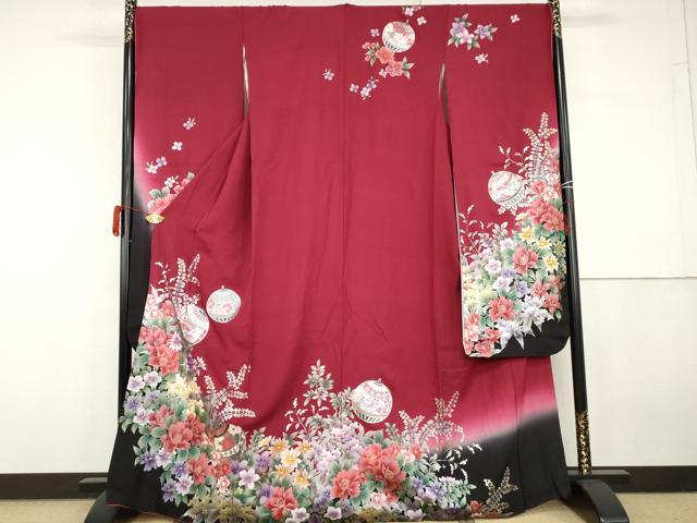 平和屋着物●豪華振袖　花蝶鈴文　暈し染め　金銀彩　やまと誂製　正絹　逸品　AABG9843cs