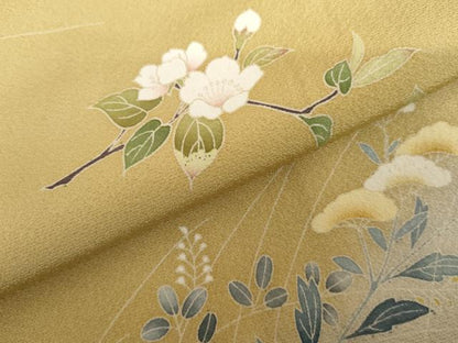 平和屋着物●訪問着　友禅　草花文　暈し染め　正絹　逸品　AABG9844cs