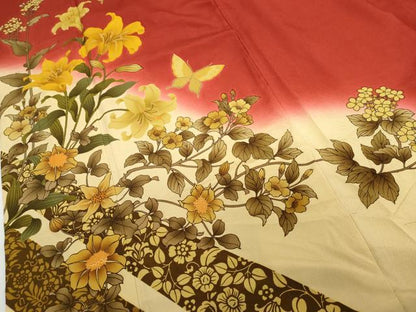 平和屋着物●豪華振袖　花蝶文　暈し染め　金彩　正絹　逸品　AABG9845cs