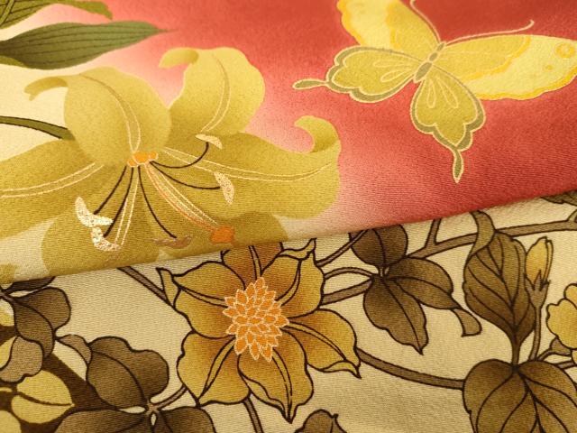 平和屋着物●豪華振袖　花蝶文　暈し染め　金彩　正絹　逸品　AABG9845cs