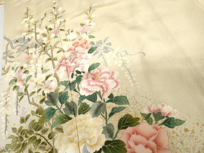 平和屋着物●訪問着　麗光刺繍　枝花文　暈し染め　金糸　金彩　正絹　逸品　AABG9846cs