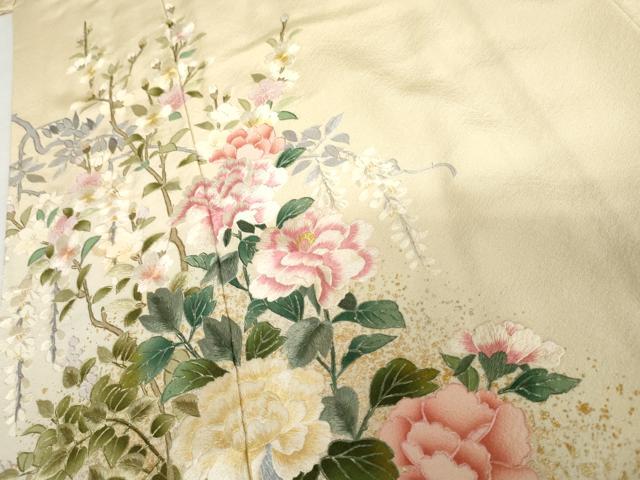 平和屋着物●訪問着　麗光刺繍　枝花文　暈し染め　金糸　金彩　正絹　逸品　AABG9846cs